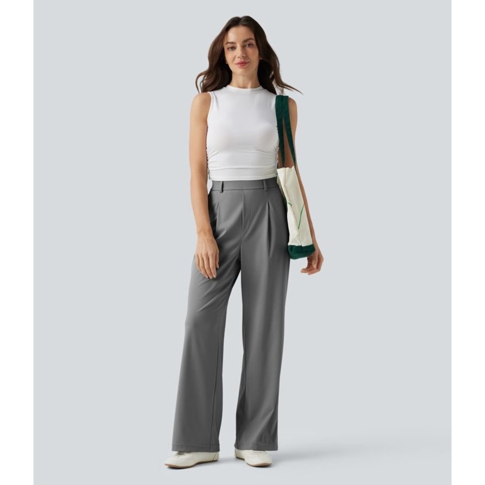 Halara High Waisted Wide Leg Quick Dry Casual Pants Gray Size Small